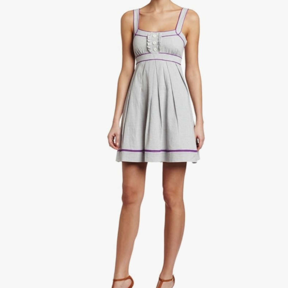 Striped Sleeveless Dress with Purple Accents